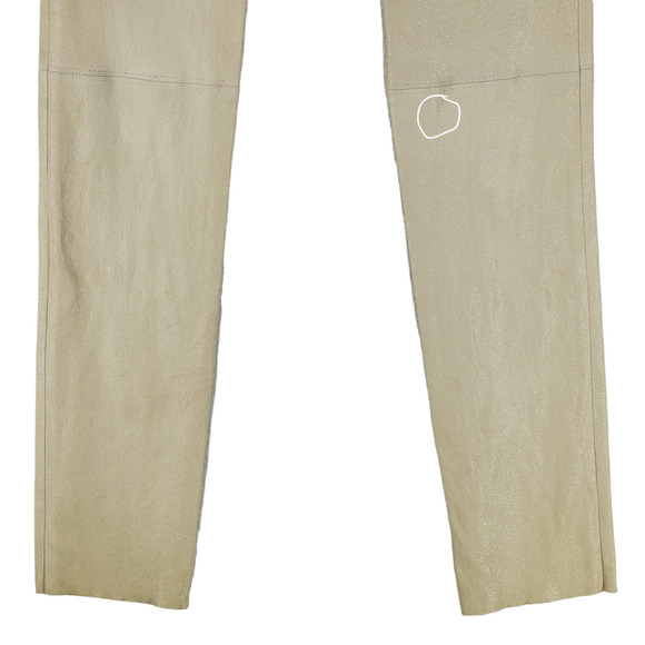 Alice‎ + Olivia Leather Pant 2 Women Cream Gold Metallic Sparkly Skinny Zip USA - Picture 8 of 13